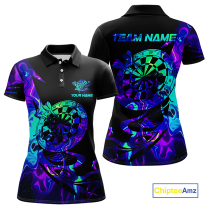 Custom Neon Pattern Dart Shirts For Women Dart Board Shirts Polo & 1/4 Zip Dart Jersey Team NNT129