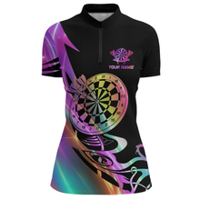 Load image into Gallery viewer, Custom Neon Pattern Dart Shirts For Women Dart Board Shirts Polo &amp; 1/4 Zip Dart Jersey Team NNT128
