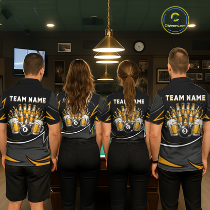 Custom Beer 8 Ball Billiard Shirt for Men Billiard Team Jersey Billiard League Billiard Uniform NNT187