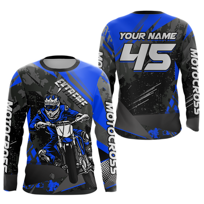 Blue Youth Motocross Shirts Custom MX Racing Extreme Shirts Kid Men Women UPF30+ DNT34