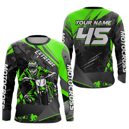 Green Youth Motocross Shirts Custom MX Racing Extreme Shirts Kid Men Women UPF30+ DNT34