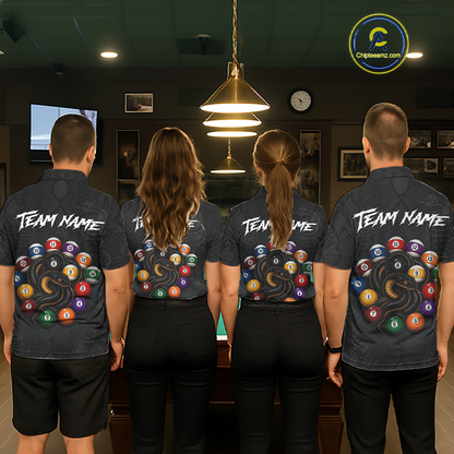 Custom Snake Yin Yang 8 Ball 9 Ball Billiard Shirt for Men Billiard Team Jersey Billiard League NNT185