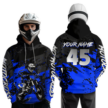 Load image into Gallery viewer, Custom Blue Youth Motocross Hoodie Jersey Kid Men Women Dirt Bike Motorcycle Hoodie HOT35