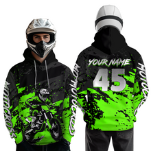 Load image into Gallery viewer, Custom Green Youth Motocross Hoodie Jersey Kid Men Women Dirt Bike Motorcycle Hoodie HOT35