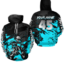 Load image into Gallery viewer, Custom Turquoise Youth Motocross Hoodie Jersey Kid Men Women Dirt Bike Motorcycle Hoodie HOT35