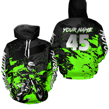 Load image into Gallery viewer, Custom Green Youth Motocross Hoodie Jersey Kid Men Women Dirt Bike Motorcycle Hoodie HOT35