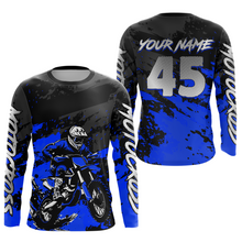 Load image into Gallery viewer, Blue Youth MX Motocross Jersey Custom Motocycle Shirts Men Women Kid Motocross Shirt UPF30+ DNT40