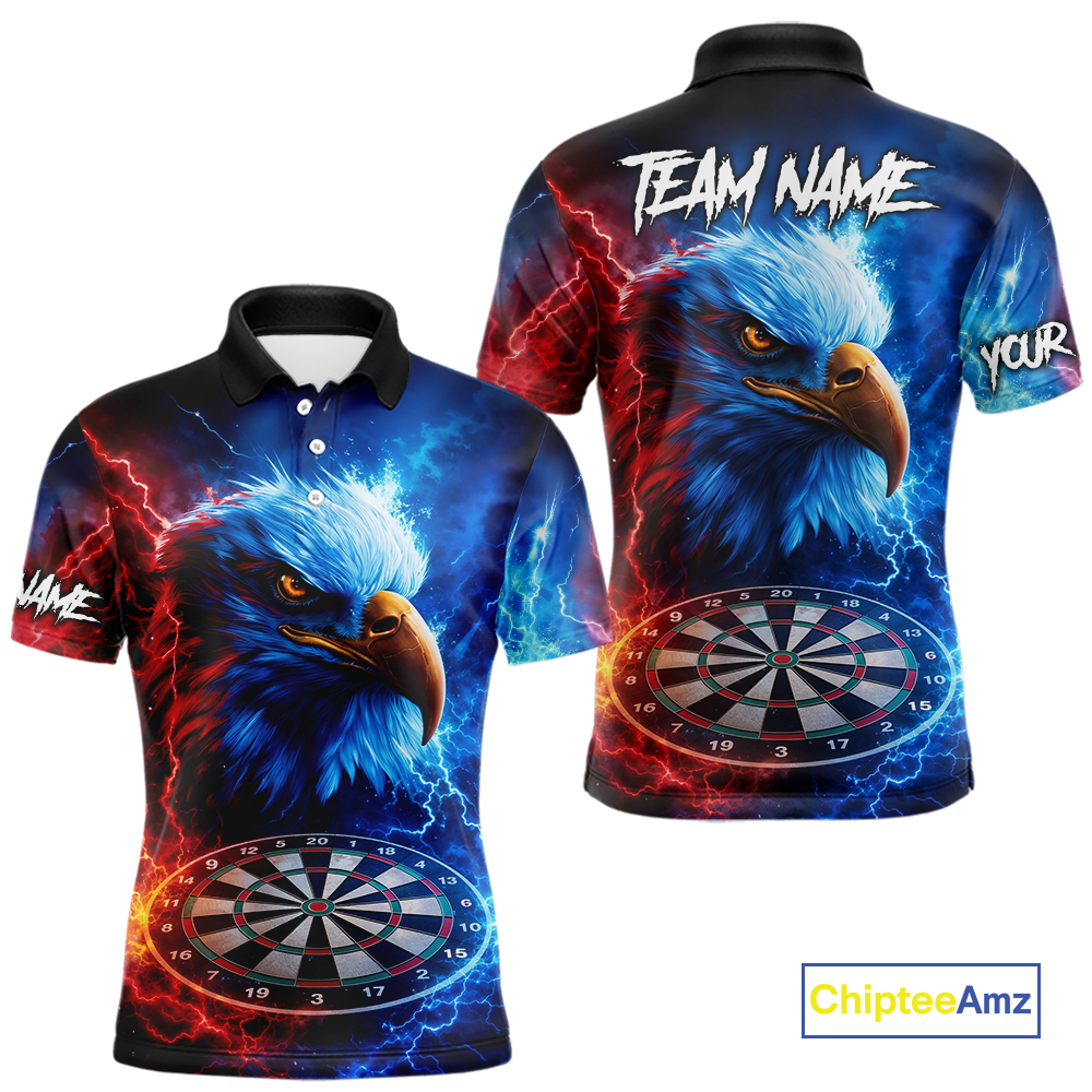 Custom Lightning Thunder Eagle Dart Shirts for Men Darts Team Jerseys Polo & 1/4 Zip NNT137