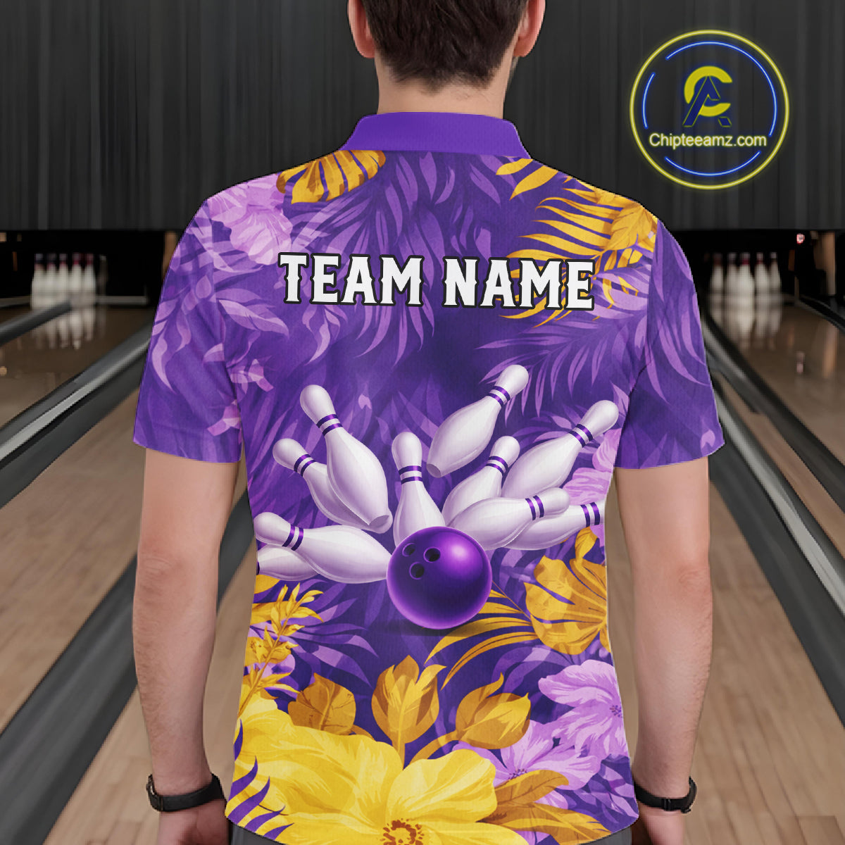 Custom Flowers Bowling Jersey for Men Polo & 1/4 Zip Bowling Team Shirts Bowling League HNT213