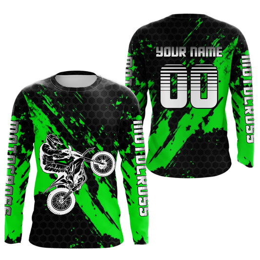 Green Youth Motocross Jersey Adult Kid Upf30+Custom Racing Jersey Off-Road Jersey DNT51