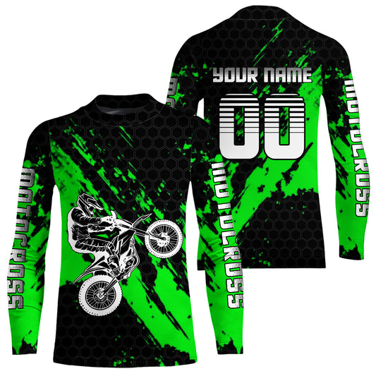 Green Youth Motocross Jersey Adult Kid Upf30+Custom Racing Jersey Off-Road Jersey DNT51