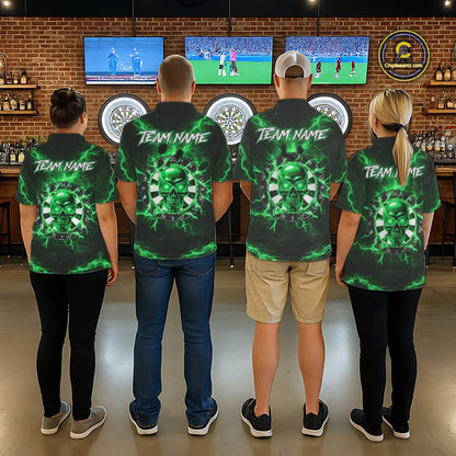 Custom Green Lightning Thunder Skull Dart Shirts For Women Darts Team Jerseys Polo & 1/4 Zip NNT135