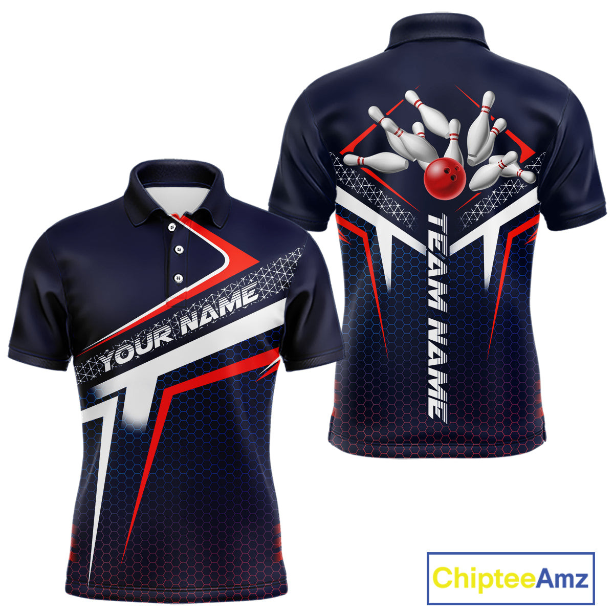 Custom Bowling Jersey for Men Bowling Team Shirts Bowling League Uniform Polo & 1/4 Zip HNT171