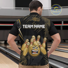 Load image into Gallery viewer, Custom Black and Gold Funny Bowling Jersey for Men Bowling Team Shirts Polo &amp; 1/4 Zip HNT177