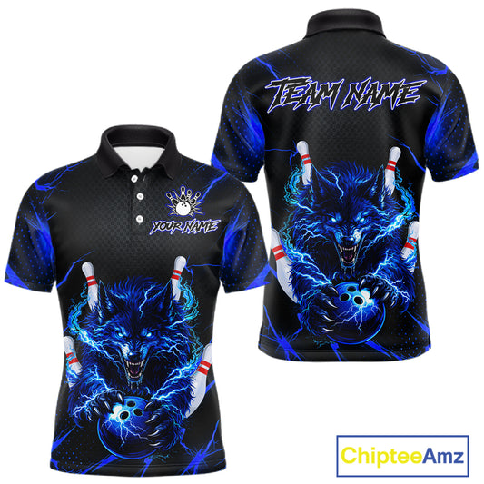 Custom Thunder Wolf Bowling Jersey for Men Bowling Uniform Polo &1/4 Zip Bowling Team Shirts HNT250