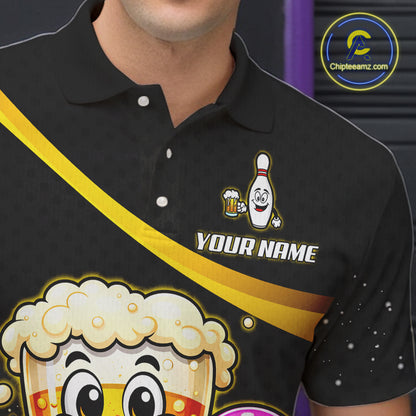 Custom Funny Beer Bowling Bowling Jersey for Men Bowling Team Shirts Polo & 1/4 Zip HNT190