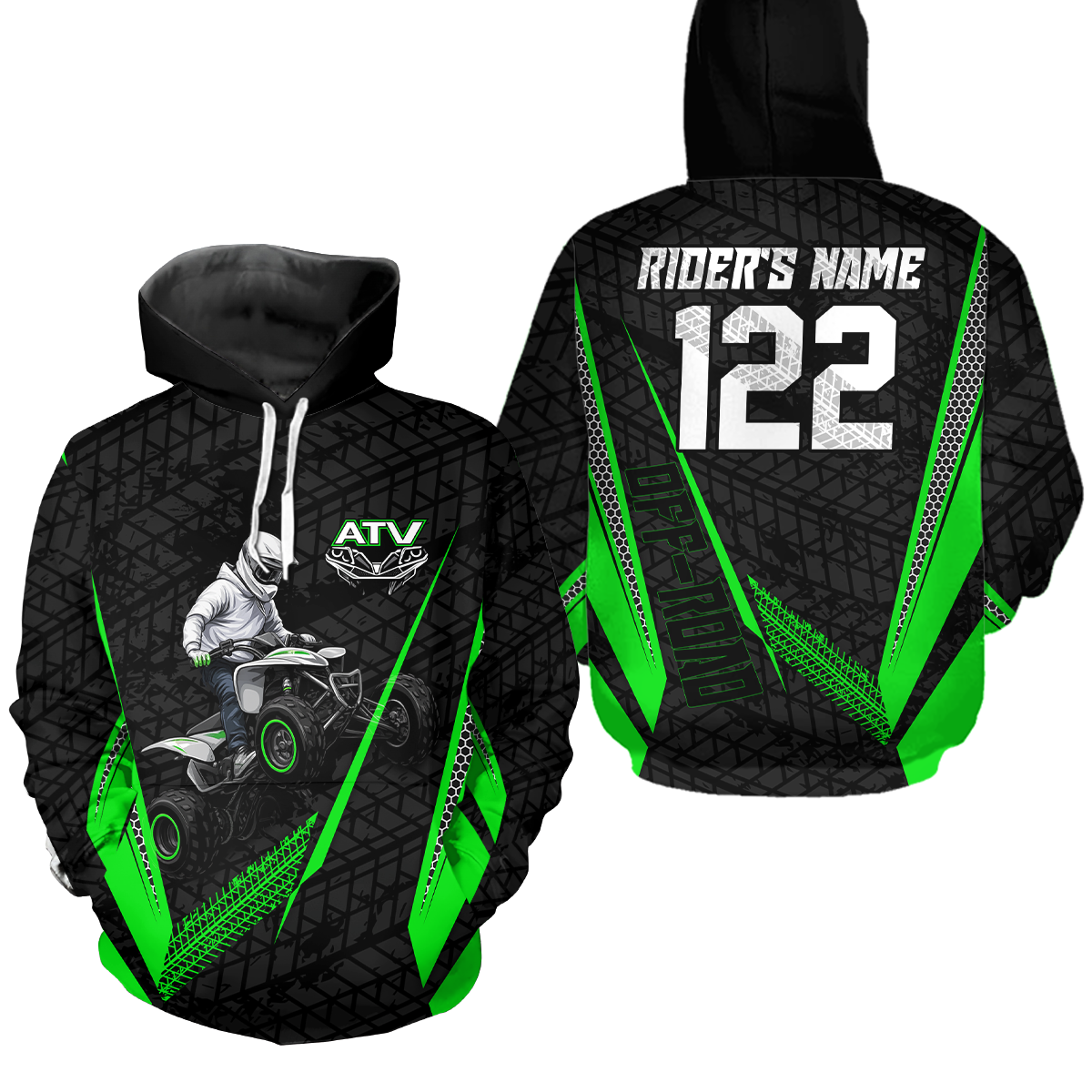Green Atv Motocross Hoodie For Adult&Kid Upf30+ Pink Quad Bike Shirt Off-Road Atv Mx Racing NHN013