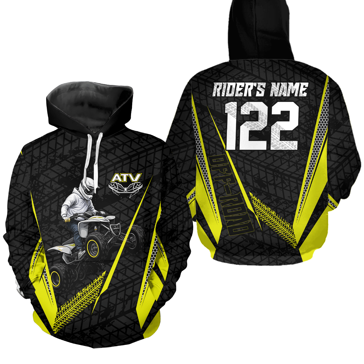 Yellow Atv Motocross Hoodie For Adult&Kid Upf30+ Pink Quad Bike Shirt Off-Road Atv Mx Racing NHN013