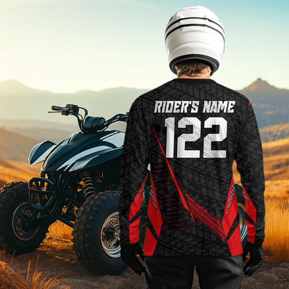 Personalized ATV Motocross Jersey For Adult & Kids UPF30+ Red Quad Bike Shirt Off-Road ATV MX Racing NHN013