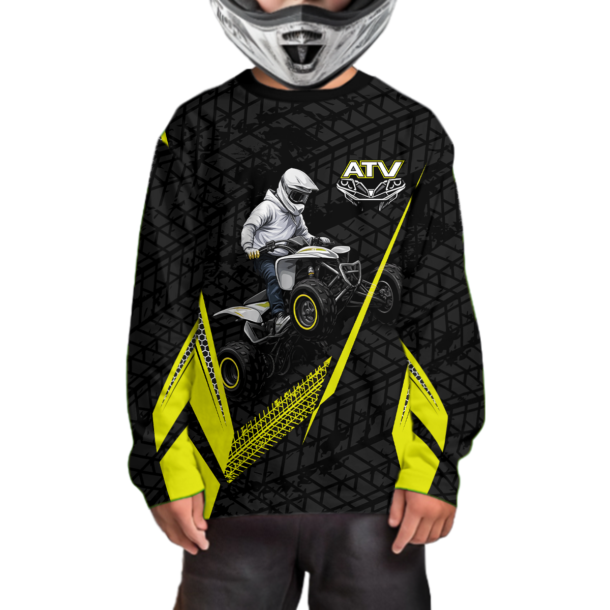 Personalized ATV Motocross Jersey For Adult & Kids UPF30+ Yellow Quad Bike Shirt Off-Road ATV MX Racing NHN013