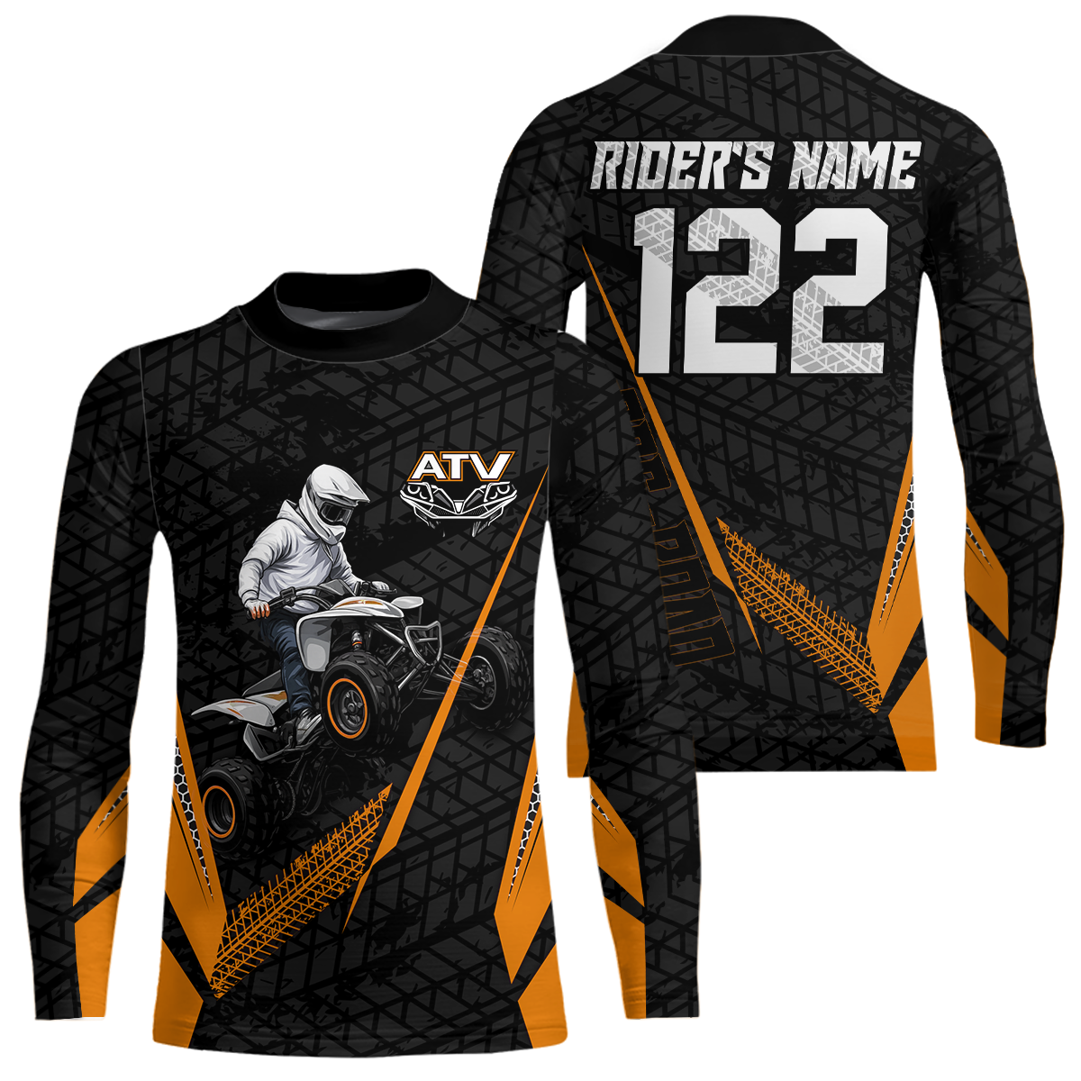 Personalized ATV Motocross Jersey For Adult & Kids UPF30+ Orange Quad Bike Shirt Off-Road ATV MX Racing NHN013