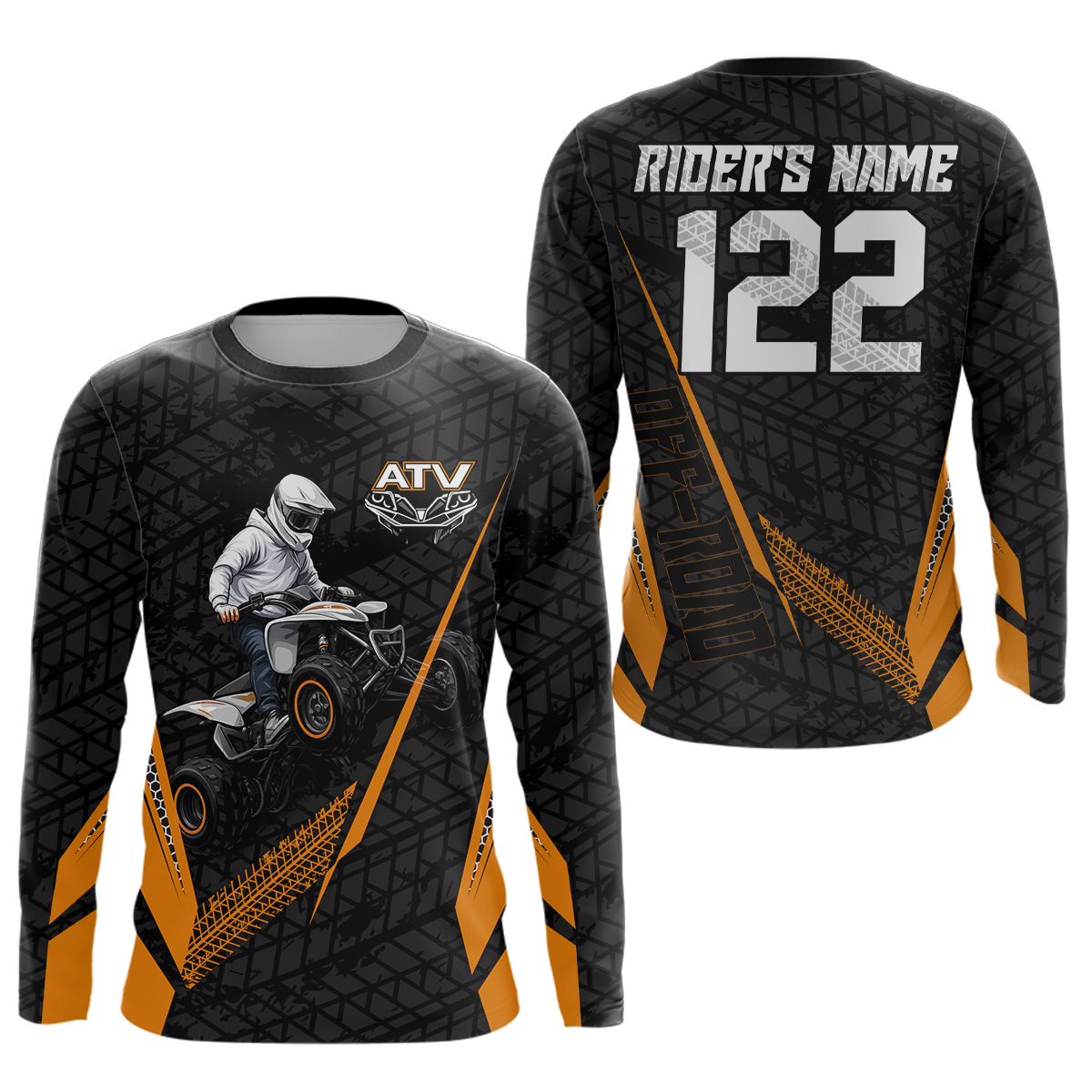 Personalized ATV Motocross Jersey For Adult & Kids UPF30+ Orange Quad Bike Shirt Off-Road ATV MX Racing NHN013