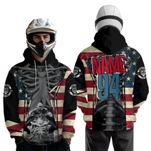Load image into Gallery viewer, Patriotic Atv Racing Hoodie Custom Name &amp; Number American Flag Quad Bike Rider Motocross Shirt For Men Women  NHN002