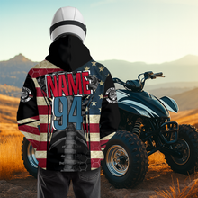 Load image into Gallery viewer, Patriotic Atv Racing Hoodie Custom Name &amp; Number American Flag Quad Bike Rider Motocross Shirt For Men Women  NHN002