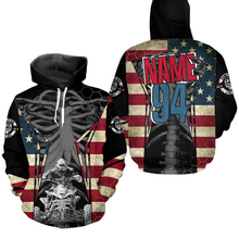 Load image into Gallery viewer, Patriotic Atv Racing Hoodie Custom Name &amp; Number American Flag Quad Bike Rider Motocross Shirt For Men Women  NHN002
