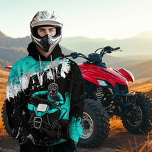 Load image into Gallery viewer, Turquoise Atv Motocross Hoodie Personalized Upf30+ Adult&amp;Kid Quad Bike Shirt Atv Mx Off-Road Extreme NHN003