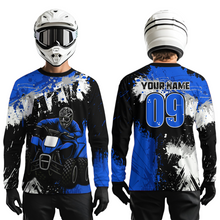 Load image into Gallery viewer, Blue ATV Motocross Jersey Personalized UPF30+ Adult&amp;Kid Quad Bike Shirt Atv Mx Off-Road Dirt Bike NHN003