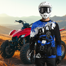 Load image into Gallery viewer, Blue ATV Motocross Jersey Personalized UPF30+ Adult&amp;Kid Quad Bike Shirt Atv Mx Off-Road Dirt Bike NHN003