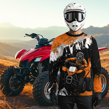 Orange ATV Motocross Jersey Personalized UPF30+ Adult&Kid Quad Bike Shirt Atv Mx Off-Road Dirt Bike NHN003