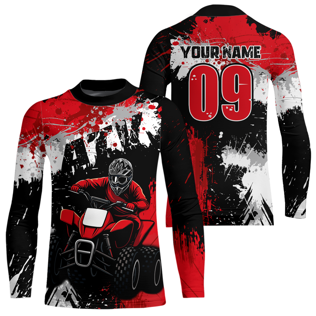 Red ATV Motocross Jersey Personalized UPF30+ Adult&Kid Quad Bike Shirt Atv Mx Off-Road Dirt Bike NHN003