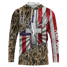 Load image into Gallery viewer, Fishing Hunting shirt Jesus lover American flag camo custom name 3D Shirts TTN29