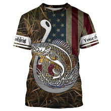 Load image into Gallery viewer, Walleye Fishing American Flag Custom Long Sleeve Shirts, Patriotic Fishing apparel TTN40