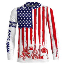 Load image into Gallery viewer, Personalized Funny Camping American Flag UV protection Custom Long Sleeve Shirts TTN128