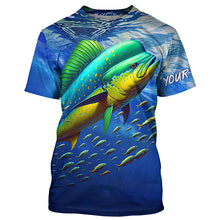 Load image into Gallery viewer, Mahi mahi fishing blue sea underwater ocean Custom Name performance long sleeve fishing shirt TTV95