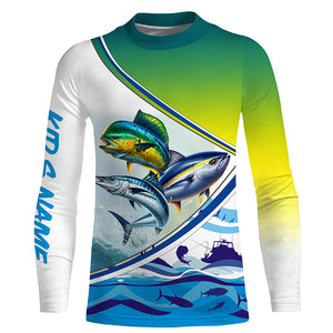 Wahoo Mahi Tuna slam Custom performance Fishing Shirts, Offshore slam Fishing shirt TTV50