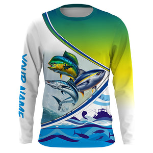 Wahoo Mahi Tuna slam Custom performance Fishing Shirts, Offshore slam Fishing shirt TTV50