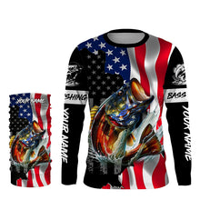 Load image into Gallery viewer, American Flag Bass Fishing Custom long sleeve Fishing Shirts for men, Bass Fishing jerseys TTV63