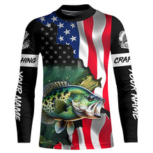 Load image into Gallery viewer, American Flag Crappie Fishing Custom Name performance long sleeve fishing shirt uv protection TTV30