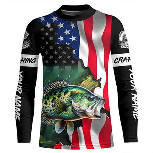 American Flag Crappie Fishing Custom Name performance long sleeve fishing shirt uv protection TTV30