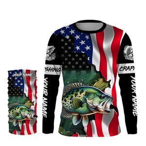 American Flag Crappie Fishing Custom Name performance long sleeve fishing shirt uv protection TTV30