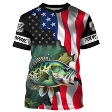 Load image into Gallery viewer, American Flag Crappie Fishing Custom Name performance long sleeve fishing shirt uv protection TTV30