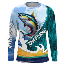 Load image into Gallery viewer, Tuna Fishing Custom Long Sleeve performance Fishing Shirts, Tuna Fishing jerseys | Blue Camo TTV90