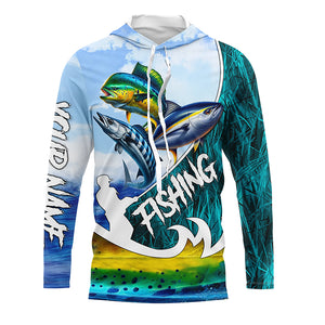 Wahoo Mahi Tuna slam Custom performance Fishing Shirts, Offshore slam Fishing shirt TTV92