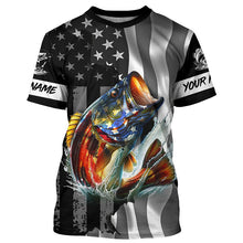 Load image into Gallery viewer, American Flag Bass Fishing Custom long sleeve Fishing Shirts for men, Bass Fishing jerseys TTV145