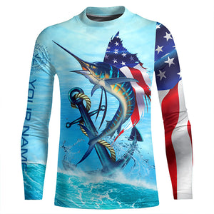 American Flag Patriotic Sailfish Fishing Shirts, Sailfish Saltwater Custom Fishing Shirt TTV106