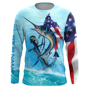 American Flag Patriotic Sailfish Fishing Shirts, Sailfish Saltwater Custom Fishing Shirt TTV106